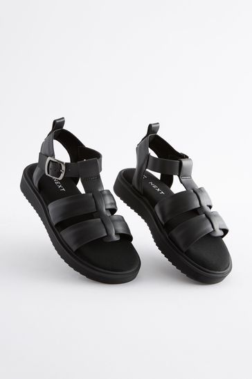 Pull&bear western buckle detail chunky sandals in black sale