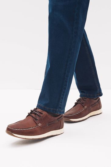 Dark Tan Leather Boat Shoes