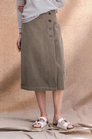 Celtic & Co. Organic Cotton Corduroy Brown Wrap Skirt