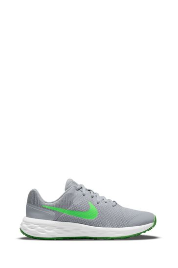 Nike Grey/Green Revolution 6 Youth Trainers