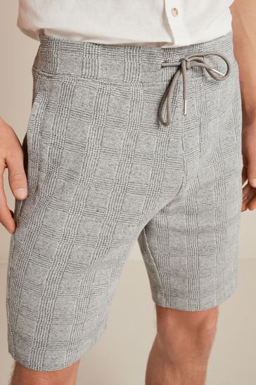 Grey Check Jersey Shorts