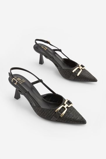 Black Forever Comfort® Hardware Point Slingback Heel Shoes