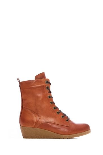 Buy Moda In Pelle Wedged Heel Lace Up Ankle Boots from Next Luxembourg