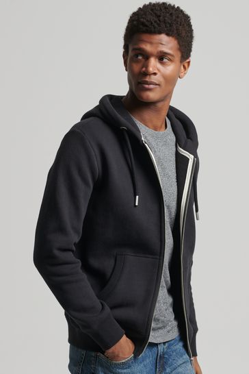 Buy Superdry Black Organic Cotton Vintage Logo Embroidered Zip Hoodie from  Next USA
