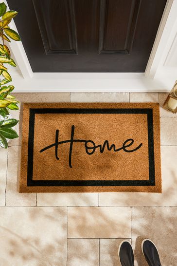 Natural Home Slogan Border Doormat