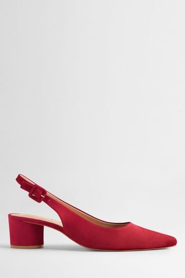 Boden Red Pointed Slingback Low Heel Shoes