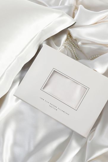 Buy White 100 Silk Pillowcase from Next Luxembourg