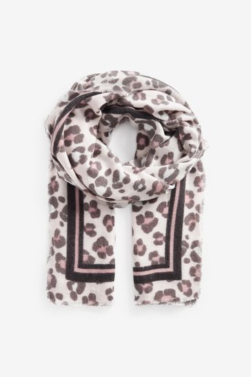 Pink Leopard Print Midweight Scarf