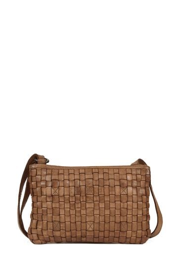 Celtic & Co. Woven Leather Cross-Body Brown Bag