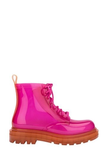 Melissa Pink Lace Up Boots