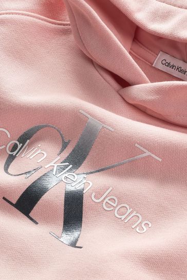 Calvin Klein Girls Pink Gradient Monogram Hoodie