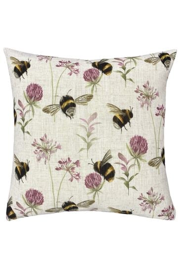 Evans Lichfield Natural Multicolour Country Bee Garden Printed Cushion