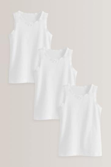Pack de 3 camisetas sin mangas de encaje blancas (1,5-16 años)
