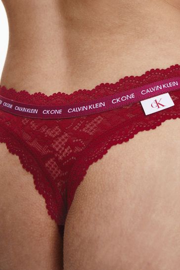 Calvin klein red lace thong sale