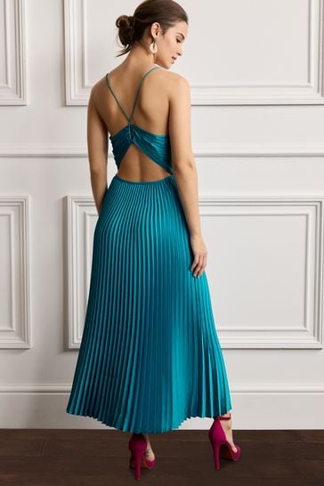 Satin backless midi dress best sale