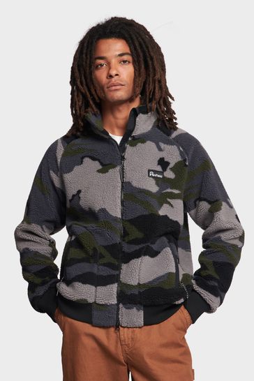 Penfield Abstract Mountain Borg Black Zip Through Sweatshirt