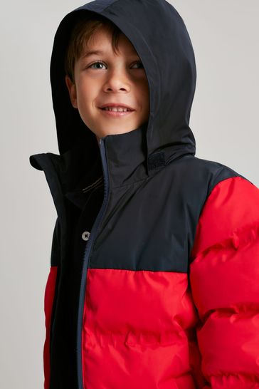 Buy Joules Red Drew Waterproof Colourblock Padded Jacket from Next Luxembourg