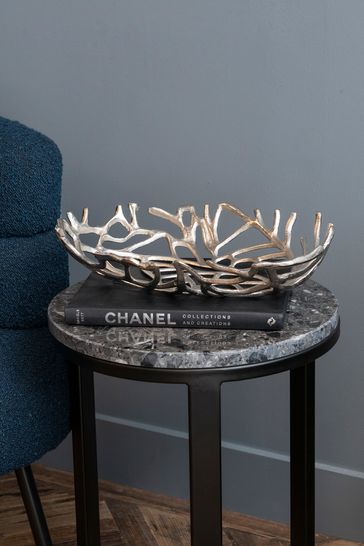 Libra Silver Coral Design Oval Platter