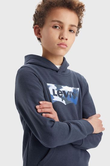 Levi's® Blue Camo Print Batwing Logo Hoodie
