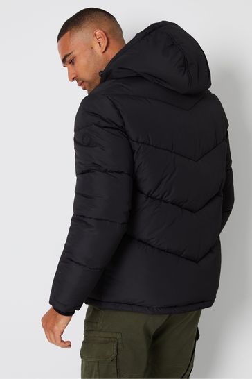 Buy Threadbare Black Showerproof Four Pocket Hooded Puffer Jacket