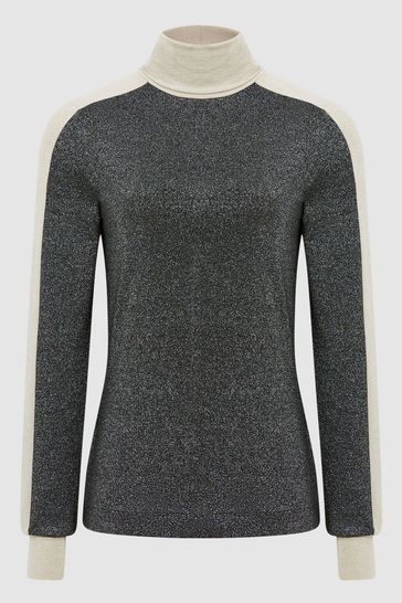 Metallic cheap roll neck