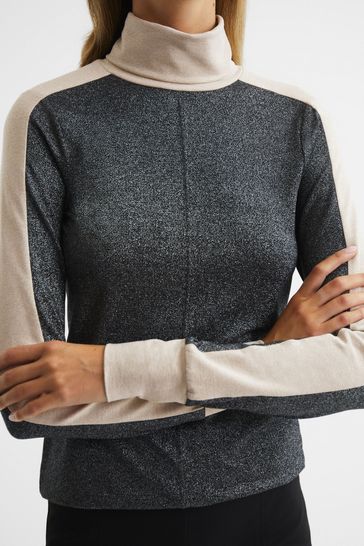 Metallic roll neck sale