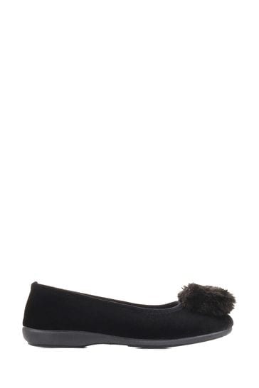 Black pom pom hotsell slippers