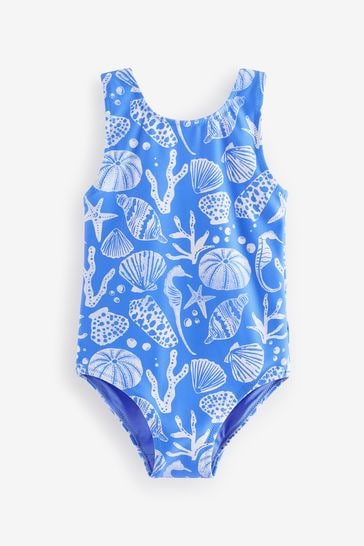 Blue Shell Tie Shoulder Swimsuit (3mths-12yrs)
