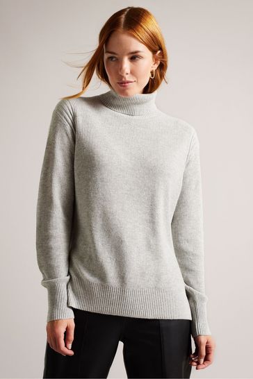 Ted Baker Grey Royhal LT Cashmere Blend Roll Neck Sweater