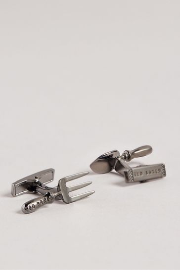 Ted Baker Grey Suntan GUNMETAL Garden Tools Cufflinks