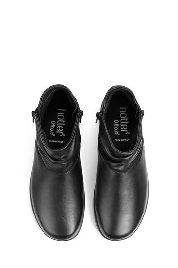 Hotter Wide Murmur X Zip Fastening Black Boots