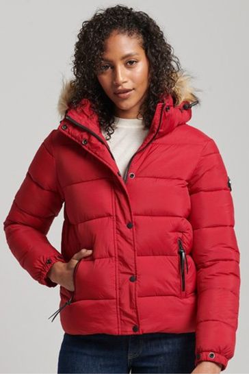 Superdry Red Hooded Mid Layer Short Jacket