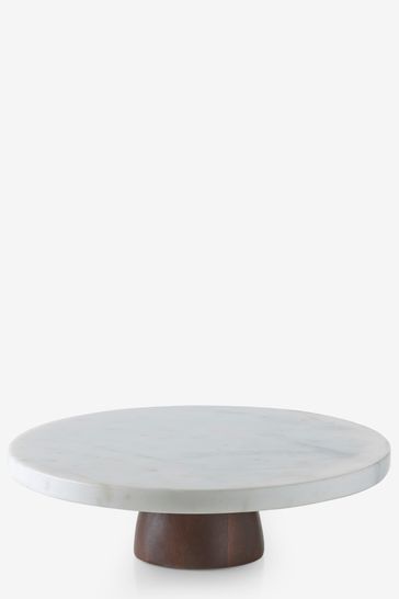 Buy White Marble and Mango Wood Cake Stand from Next Bahrain