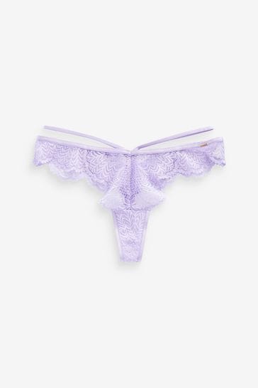 Buy Lipsy Lilac Purple Glamour Lace Thong from Next Luxembourg