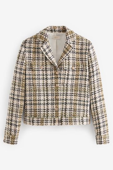 Buy Ochre Yellow Check Tweed Jacket from Next Ireland