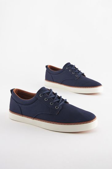 Navy Blue Canvas Derby Trainers