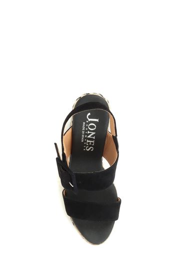 Black wedge sandals leather hotsell