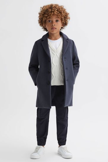 Reiss Airforce Blue Gable Senior Single Breasted Epsom Overcoat