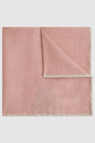 Reiss Rose Melange Halley Wool-Silk Blend Pocket Square