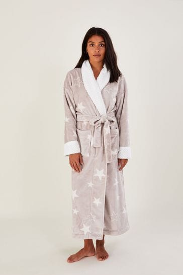 Monsoon Grey Star Print Dressing Gown