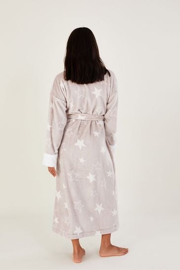 Monsoon Grey Star Print Dressing Gown