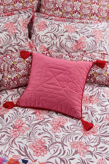 Joules Pink Garland Floral Cushion