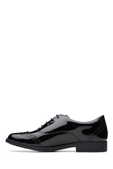 Clarks black sales patent brogues