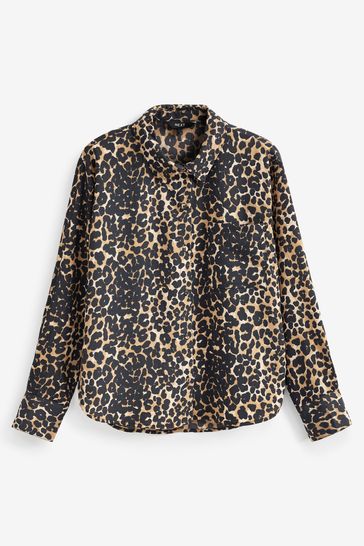 Long sleeve tiger clearance print shirt