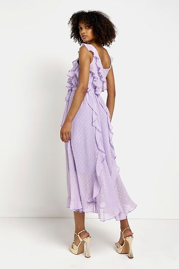 Buy River Island Purple Frill Shoulder Midi Dress from Next Ireland
