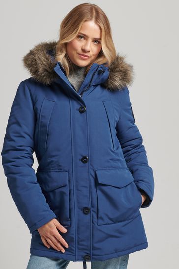 Blue superdry coat on sale