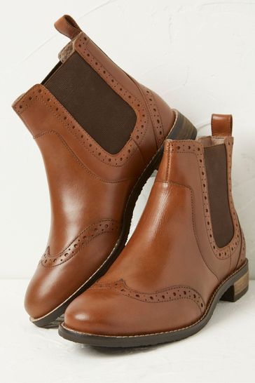 Buy FatFace Brown Chelsea Brogue Boots from Next Ireland