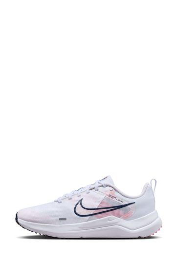 Nike White Downshifter Printed Running Trainers