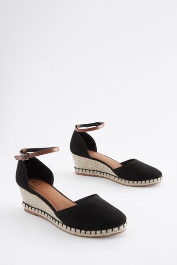 Black Regular Wide Fit Forever Comfort Closed Toe Wedges