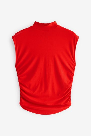 Red high online neck sleeveless top